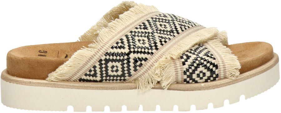 Mustang slippers ecru zwart