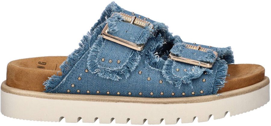 Mustang slippers met studs donkerblauw