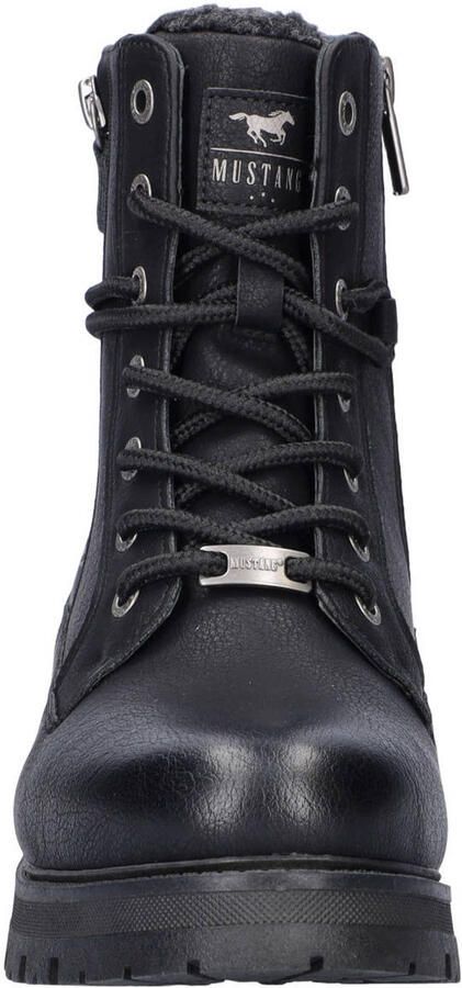 Mustang veterboots met profielzool en logo zwart - Foto 3