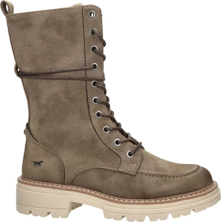 Mustang Winter Hoge Veterschoen Beige Dames
