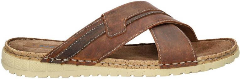 Nelson Forrest leren slippers cognac