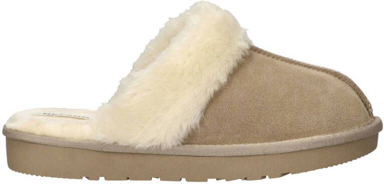 Nelson Home suède pantoffels beige