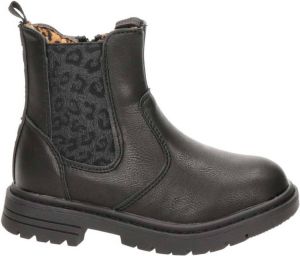 Nelson Kids chelsea boots met panterprint zwart