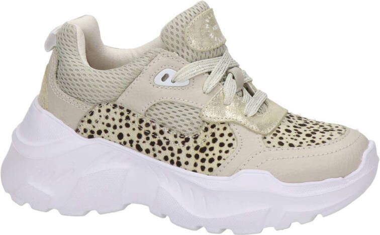 Nelson Kids chunky sneakers met dierenprint beige