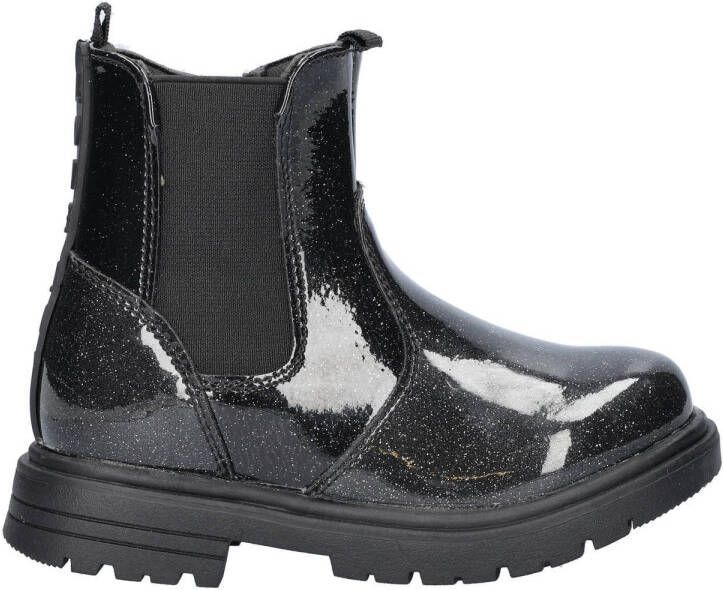 Nelson Kids lak chelsea boots met glitters zwart