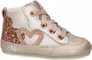 Nelson Kids leren babyschoenen met glitters goud roze