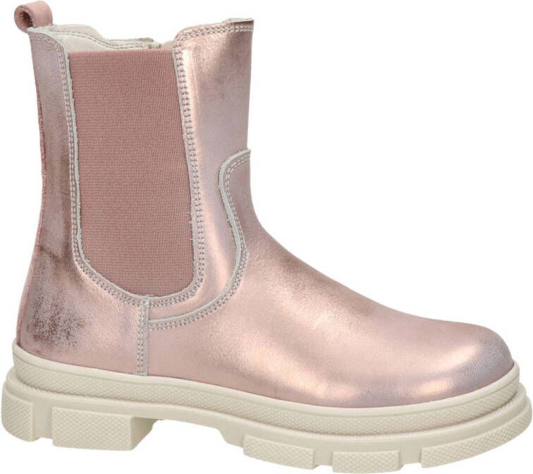 Nelson Kids leren chelsea boots roze metallic