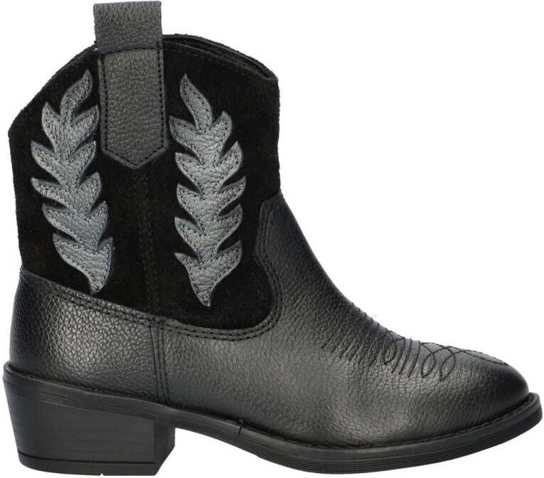 Nelson Kids leren cowboylaarzen zwart