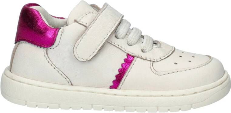 Nelson Kids leren sneakers wit roze