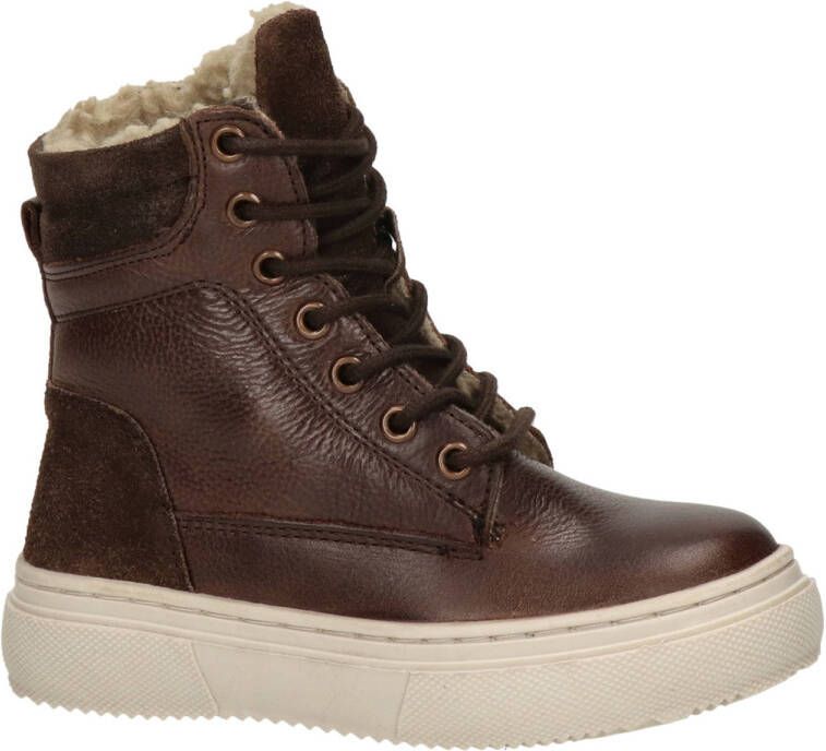 Nelson Kids leren veterboots cognac Bruin Leer 29