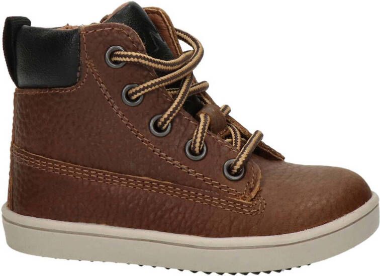 Nelson Kids leren veterboots cognac