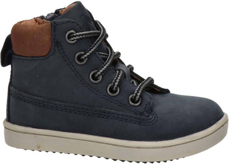 Nelson Kids leren veterboots donkerblauw