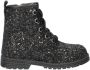 Nelson Kids leren veterboots met glitters zwart Meisjes Leer Effen 29 - Thumbnail 1