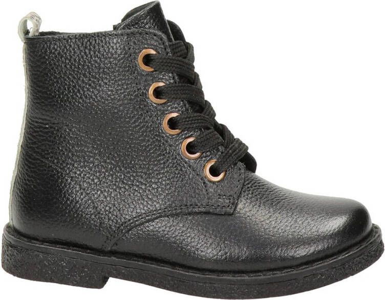 Nelson Kids leren veterboots zwart