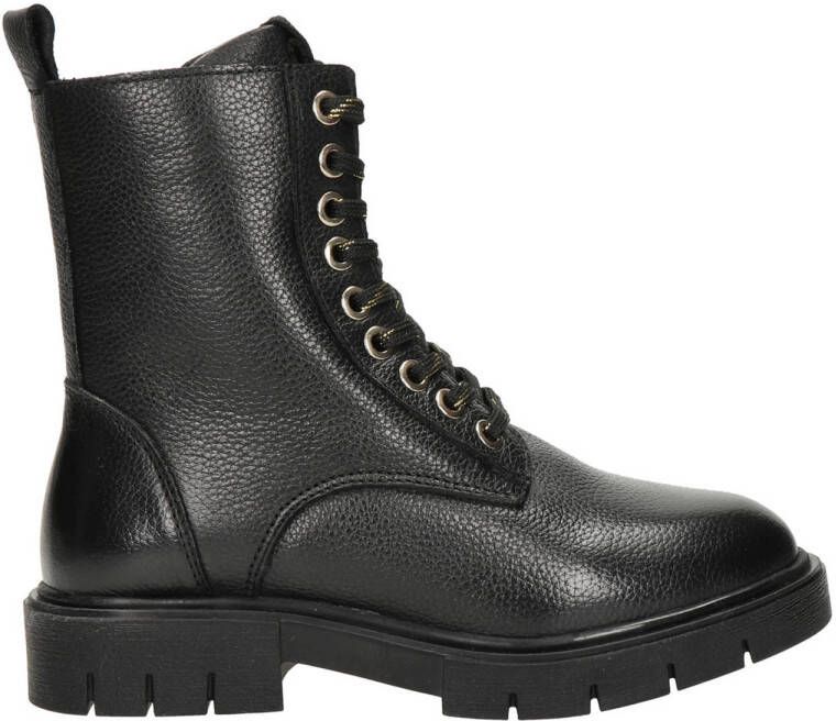 Nelson Kids leren veterboots zwart