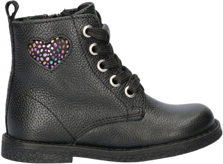 Nelson Kids leren veterboots zwart