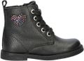 Nelson Kids leren veterboots zwart Meisjes Leer Effen - Zwart