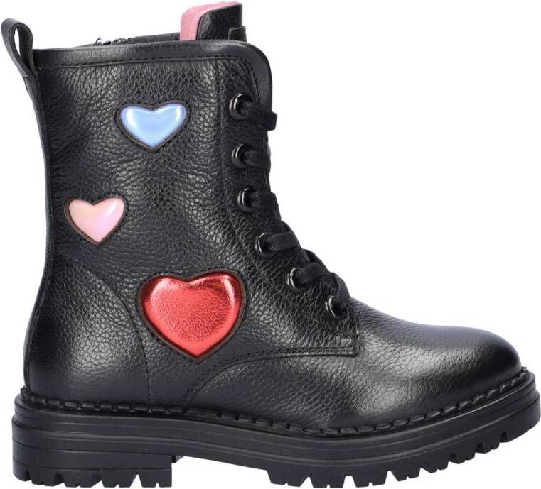 Nelson Kids leren veterboots zwart
