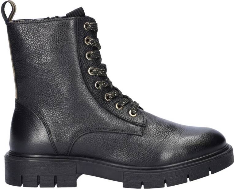 Nelson Kids leren veterboots zwart