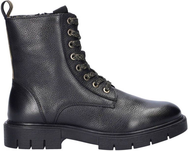 Nelson Kids leren veterboots zwart