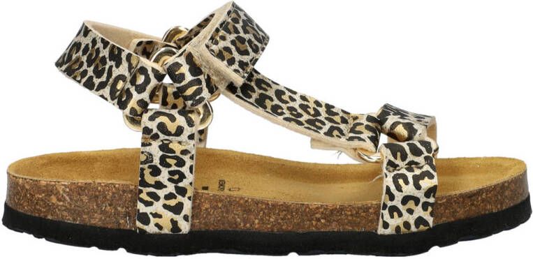 Nelson Kids suède sandalen met panterprint beige zwart