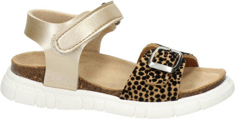 Nelson Kids suède sandalen met panterprint goud