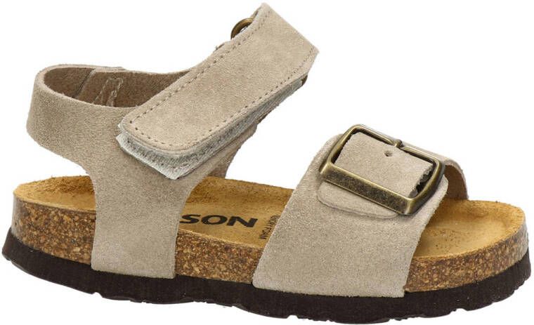 Nelson Kids suède sandalen taupe Bruin Suede Effen 28