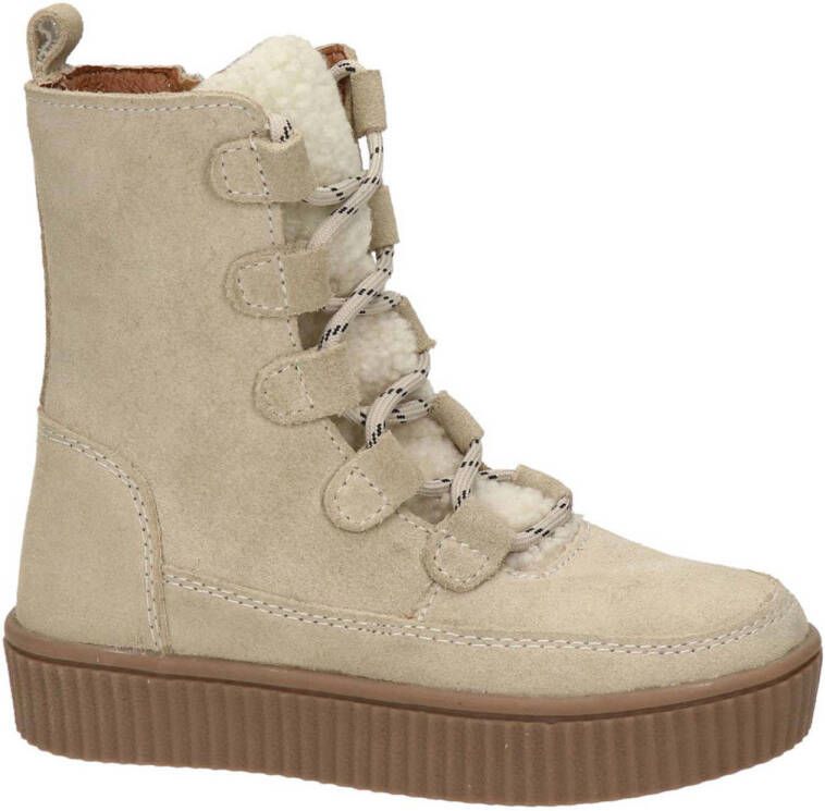 Nelson Kids suède veterboots beige