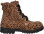 Nelson Kids suède veterboots met panterprint cognac - Thumbnail 1