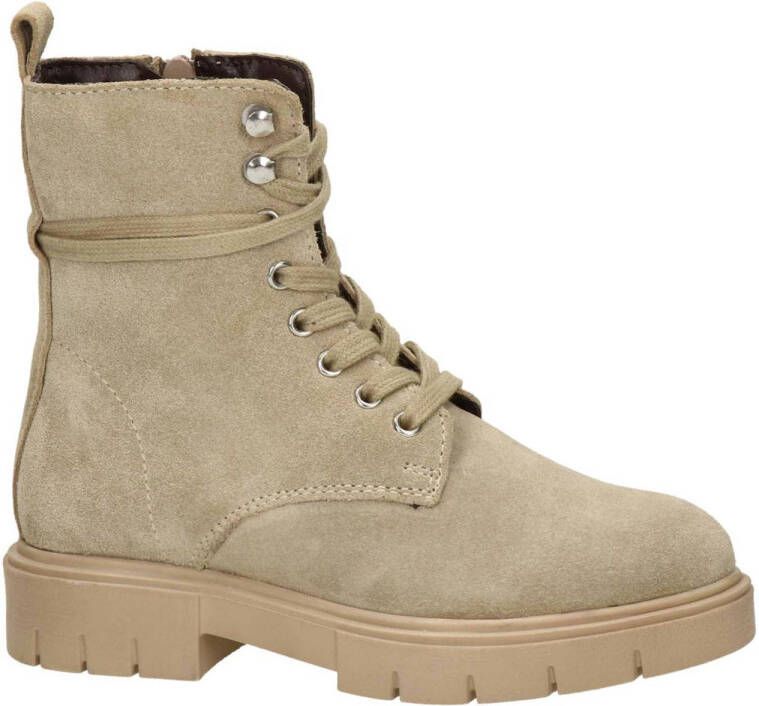 Nelson Kids suede veterlaarzen beige