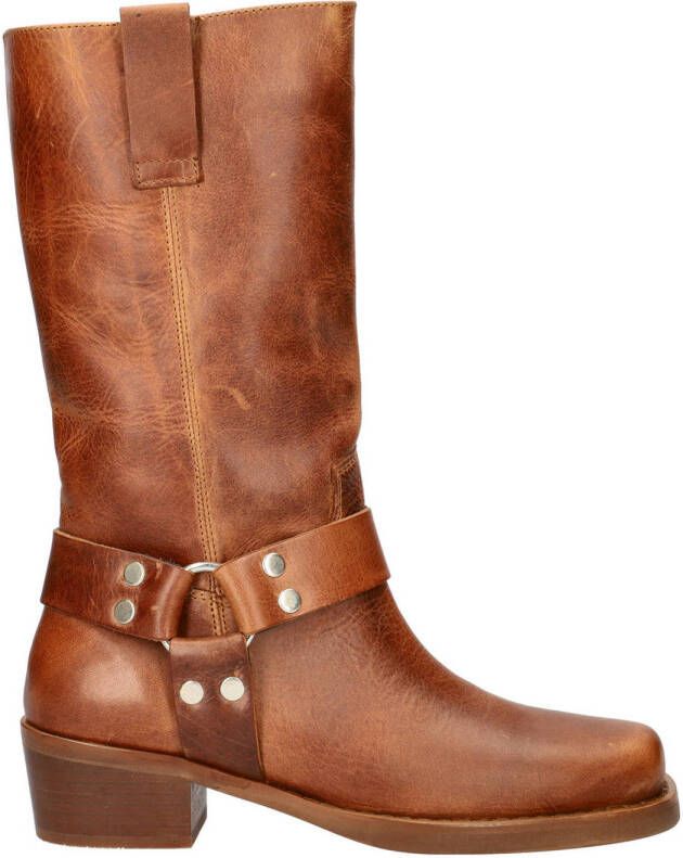Nelson leren bikerboots cognac