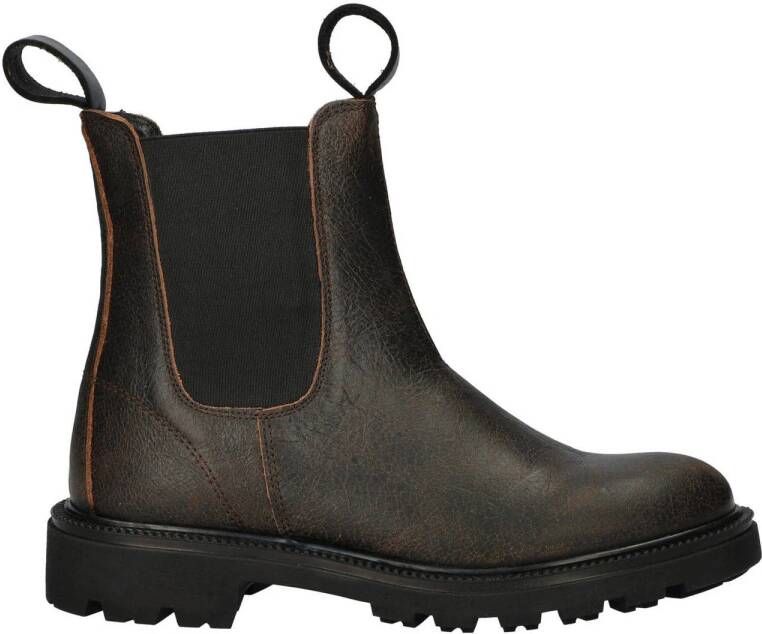 Nelson leren chelsea boots bruin