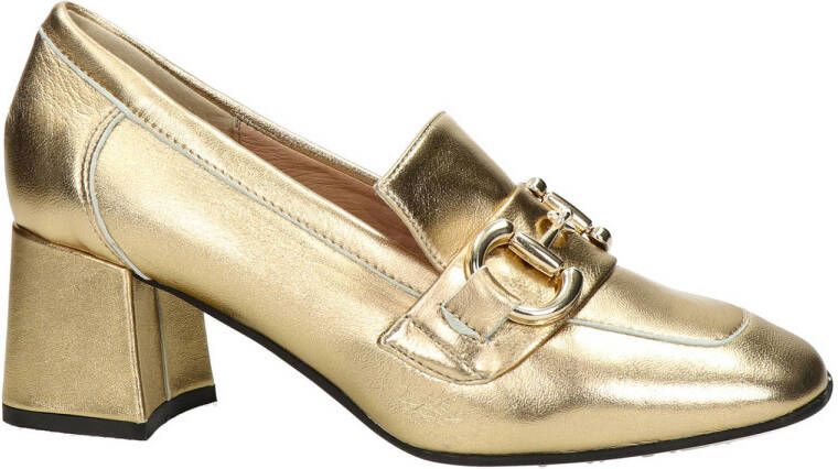 Nelson leren pumps met gesp goud