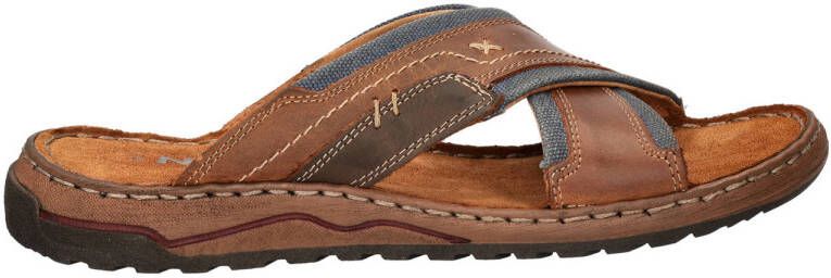 Nelson leren slippers cognac