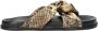 Nelson leren slippers met slangenprint zwart beige - Thumbnail 1