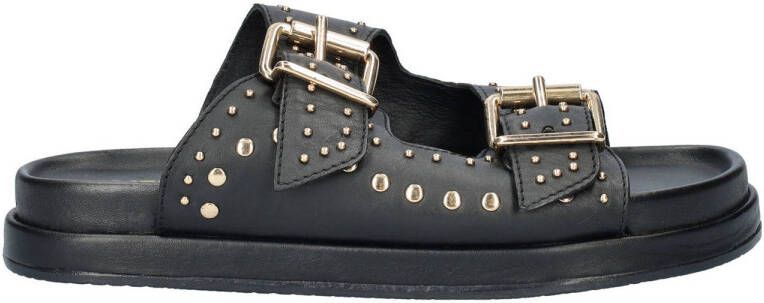 Nelson leren slippers met studs zwart