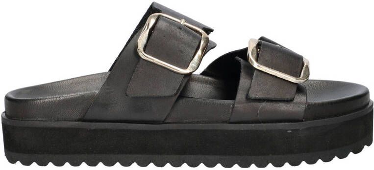 Nelson leren slippers zwart