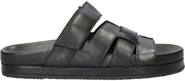 Nelson leren slippers zwart