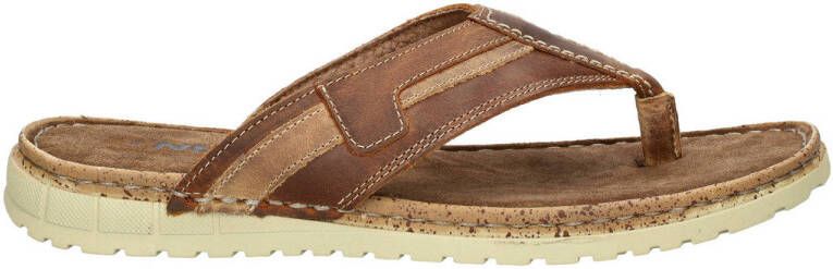 Nelson leren teenslippers cognac