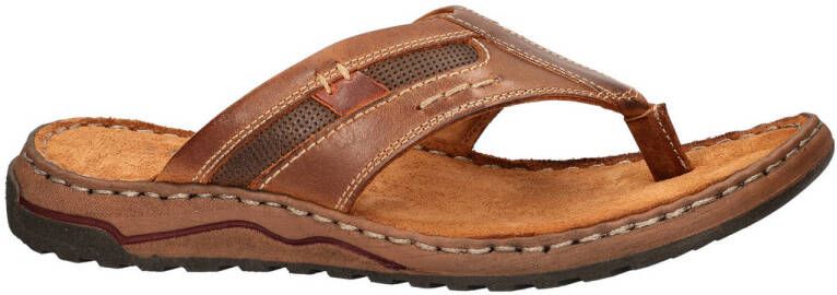 Nelson leren teenslippers cognac