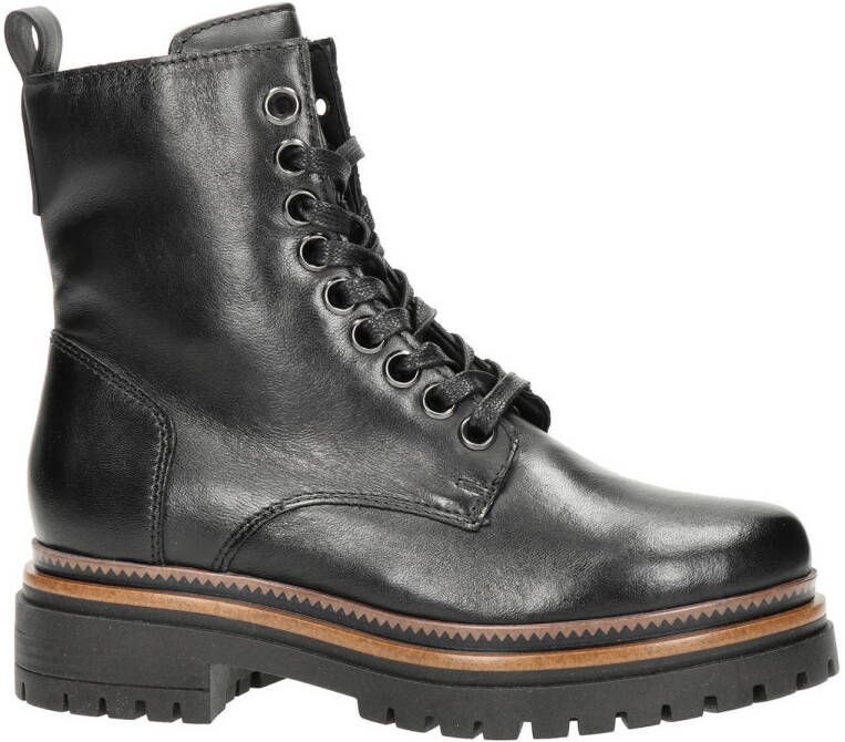 Nelson leren veterboots zwart