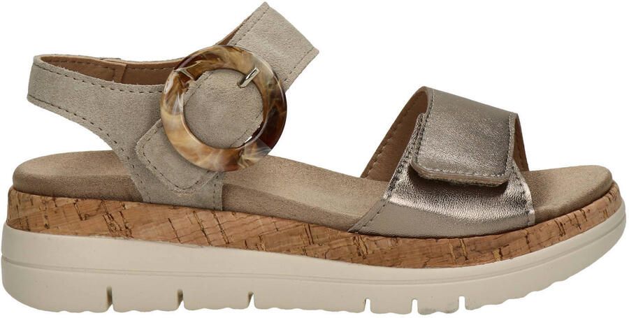 Nelson Flex suède sandalen met sleehak beige
