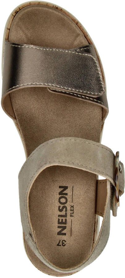 Nelson Flex suède sandalen met sleehak beige - Foto 2