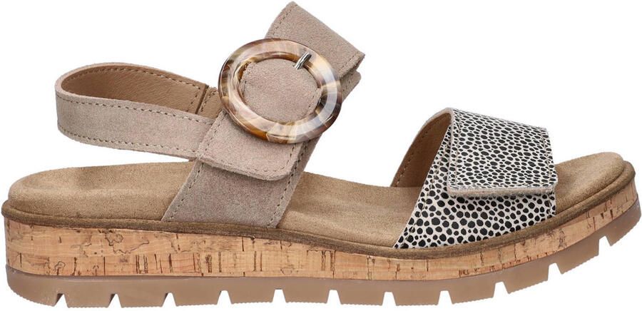 Nelson Flex suède sandalen met sleehak taupe