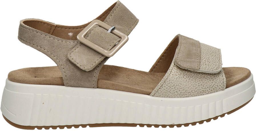 Nelson Flex suède sandalen met sleehak taupe