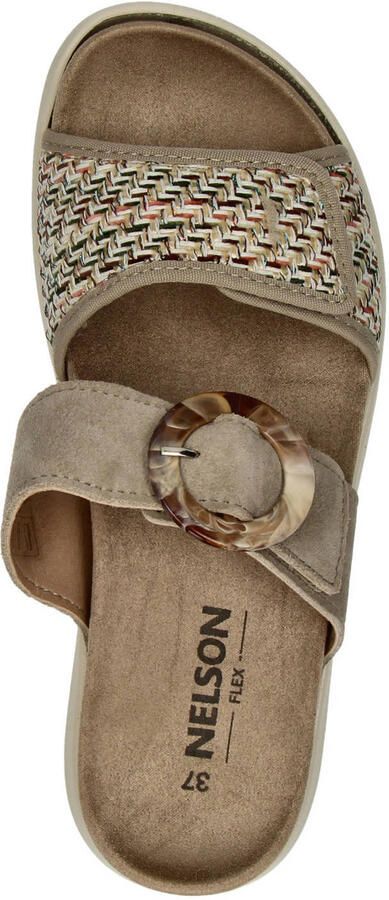 Nelson Flex suède slippers met klittenband taupe - Foto 2