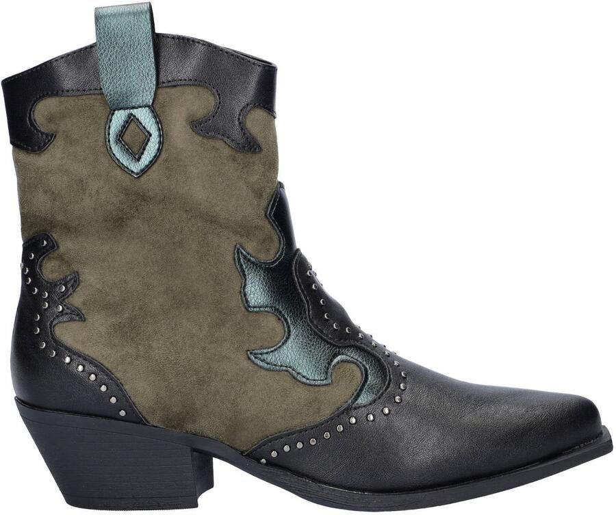 Nelson imitatieleren leren cowboy boots blokhak kaki