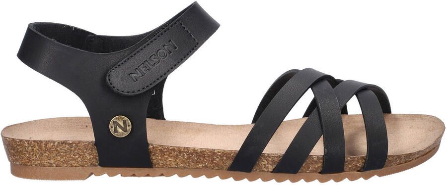 Nelson imitatieleren sandalen zwart