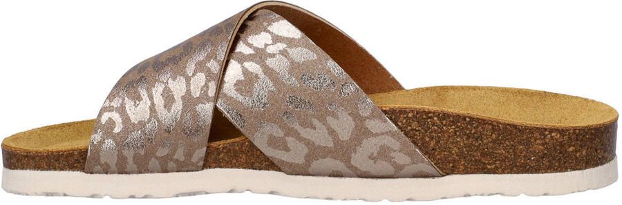 Nelson imitatieleren slippers met panterprint taupe - Foto 3