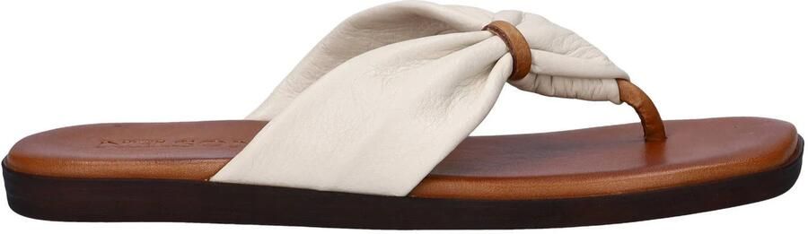 Nelson imitatieleren teenslippers ecru
